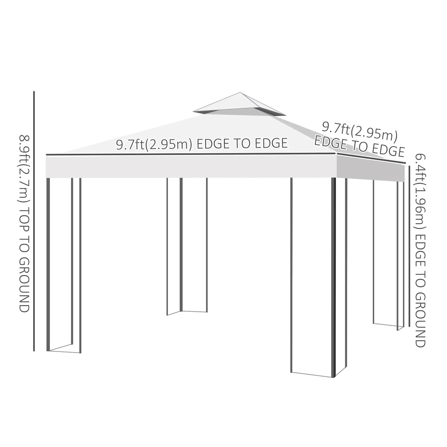 10' x 10' Metal Gazebo, Patio Canopy With Vented Roof, Cream Gazebos at Gallery Canada