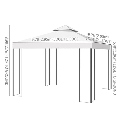 10' x 10' Metal Gazebo, Patio Canopy With Vented Roof, Cream Gazebos at Gallery Canada
