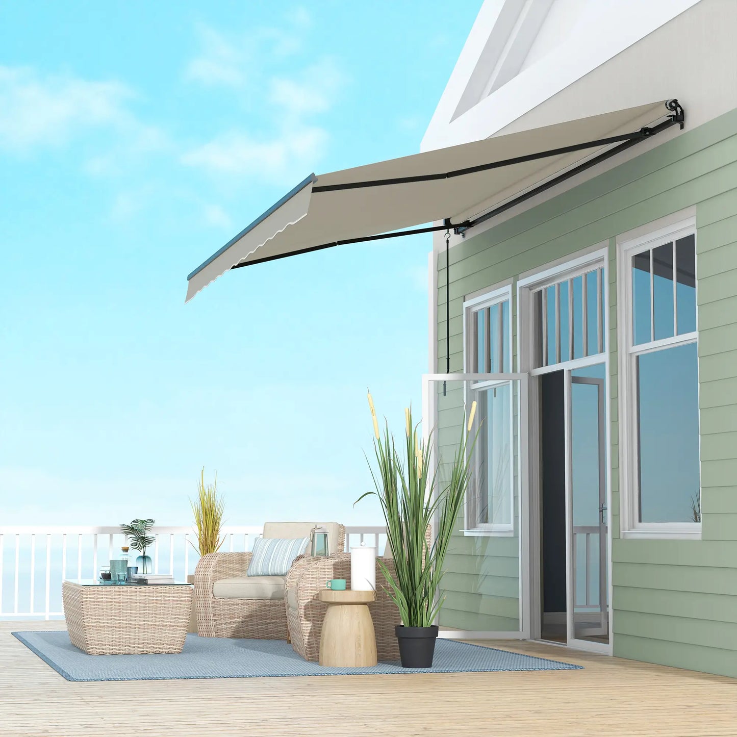 13' x 10' Retractable Awning, UV Resistant Sunshade, Light Grey Window Awnings at Gallery Canada