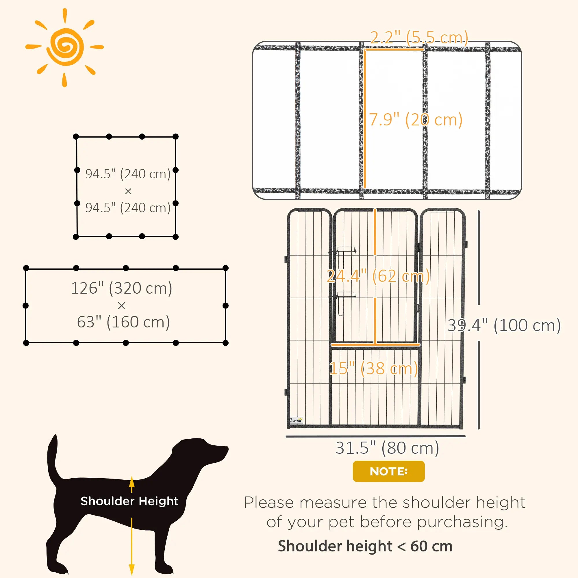 Dog Pen With Gate, 12 Panels Puppy Playpen, 39