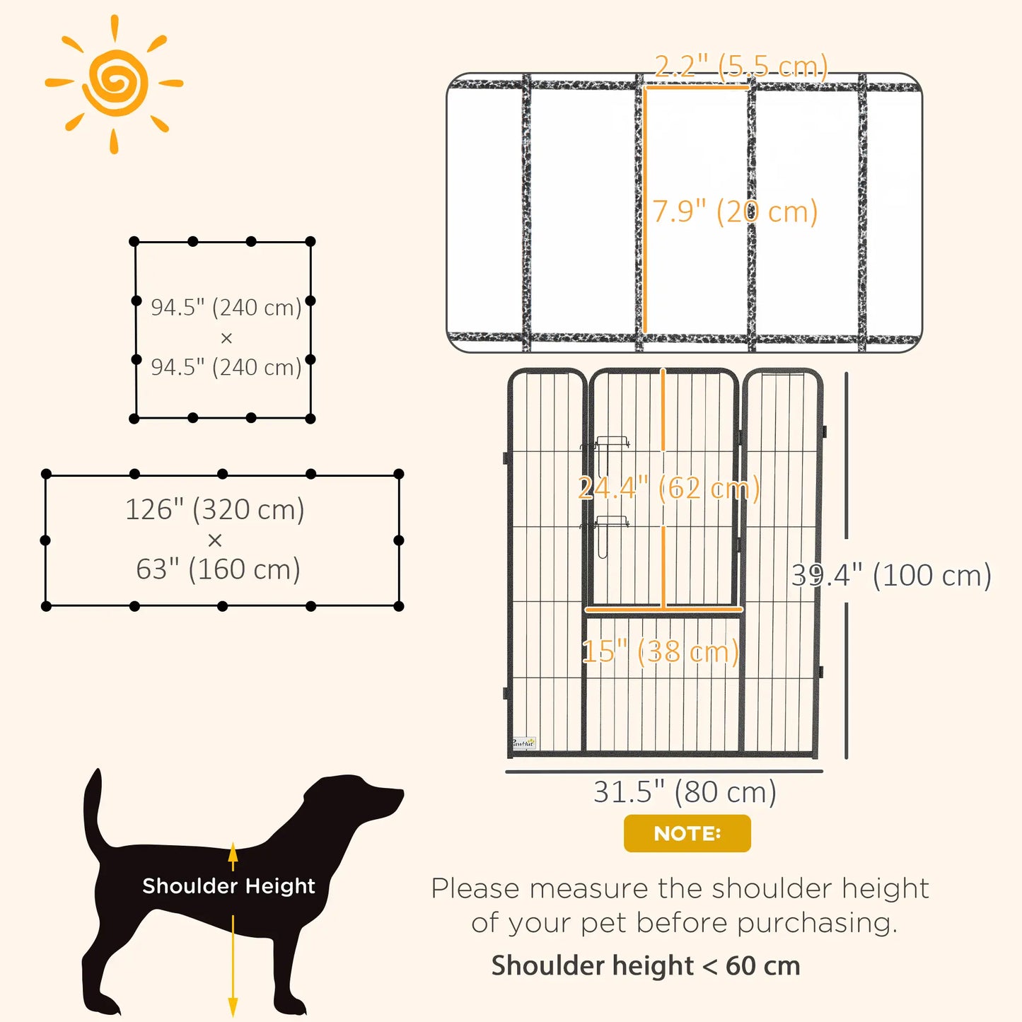 Dog Pen With Gate, 12 Panels Puppy Playpen, 39"H Houses, Kennels & Pens at Gallery Canada
