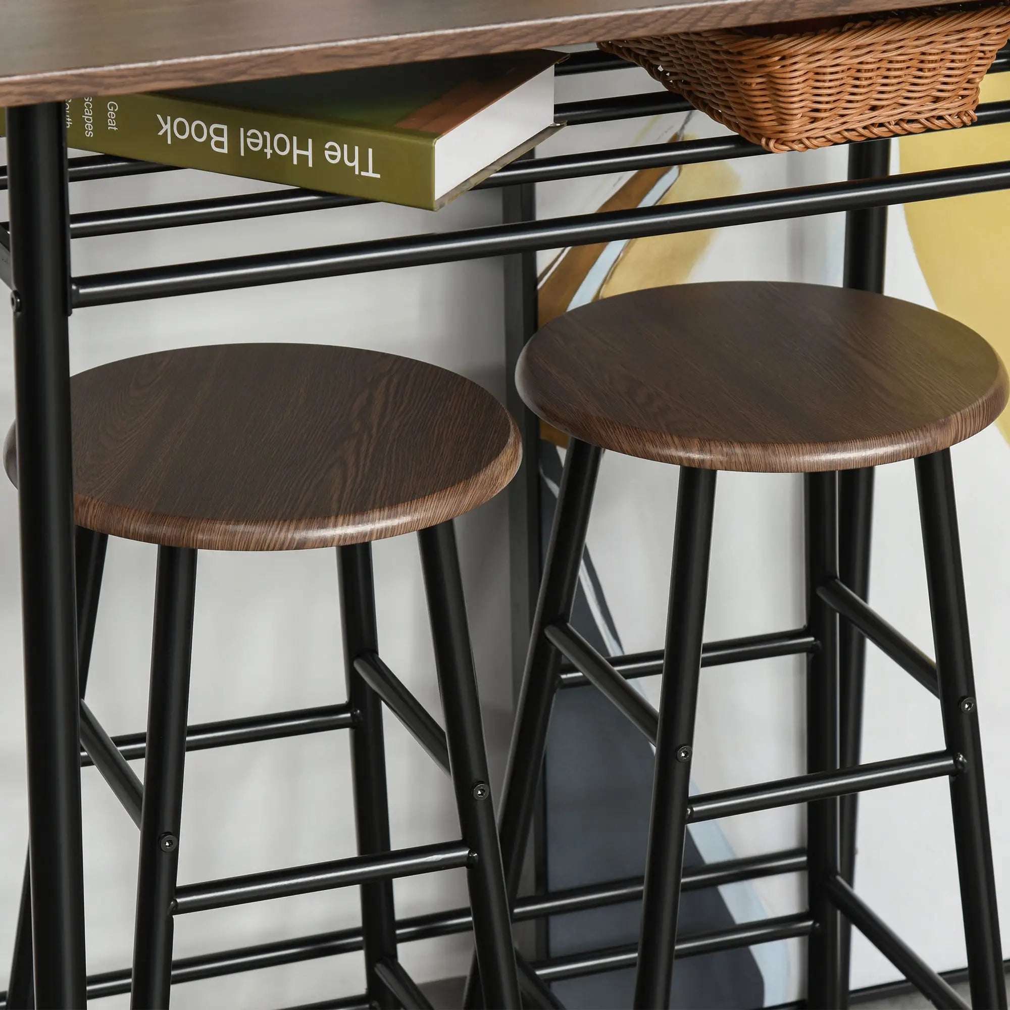 3-Piece Counter Height Bar Table Set, 1 Table 2 Stools, Black Oak, Black Bar Sets at Gallery Canada