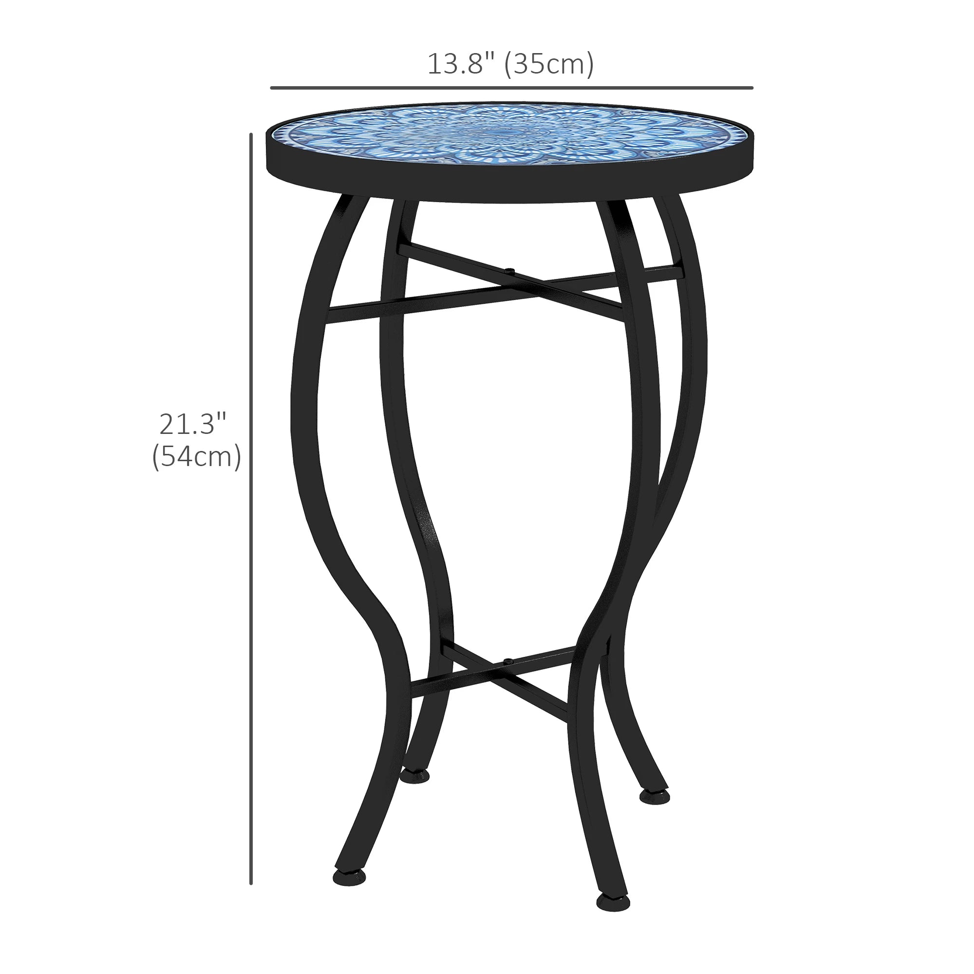 Round Outdoor Table, Patio Bistro Coffee Table, Mosaic Top, Steel Frame Patio Side Tables at Gallery Canada