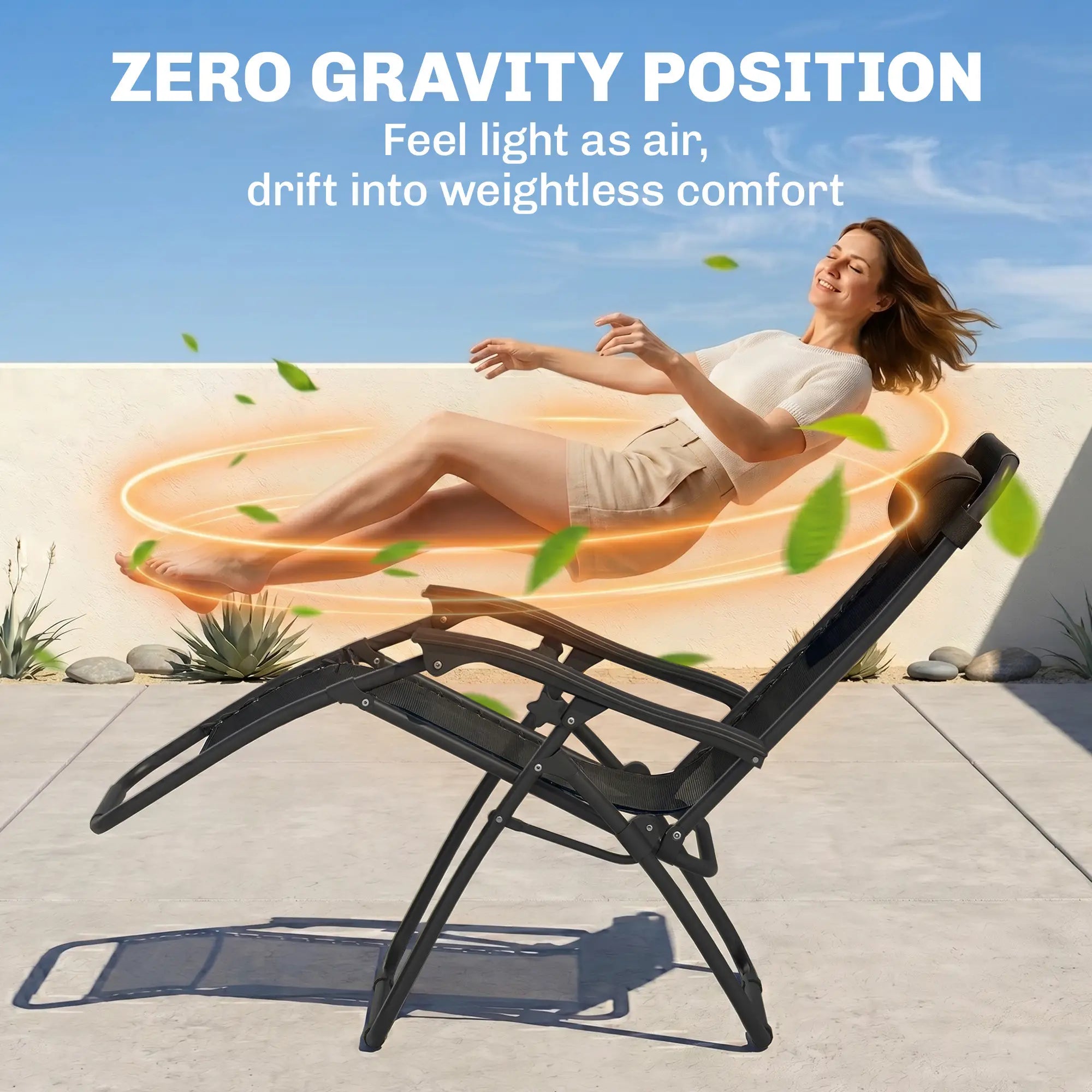 Zero Gravity Chair Set of 2, Patio Chair with Side Table, Black Lounger Chairs at Gallery Canada