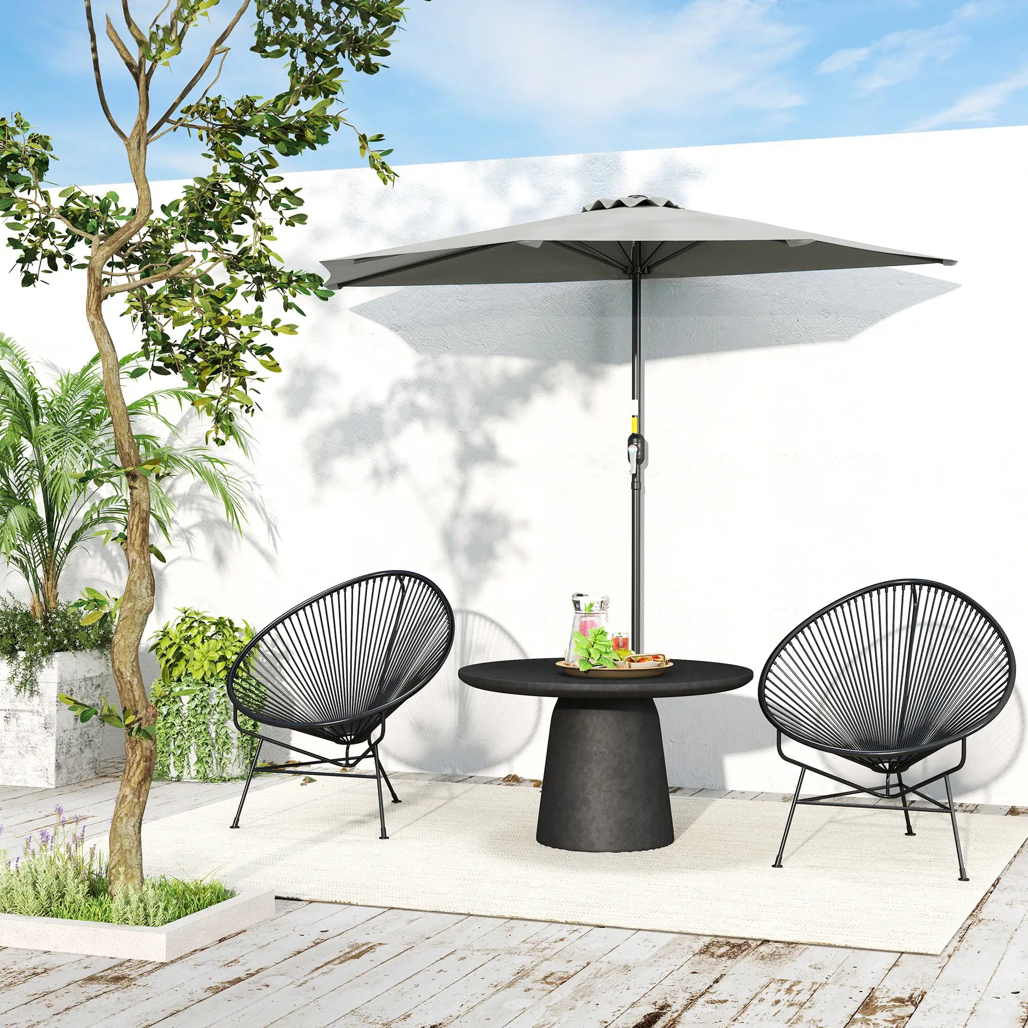 9ft Half Round Umbrella, Outdoor Patio Garden Sun Shade, Light Grey Half Round Umbrellas at Gallery Canada