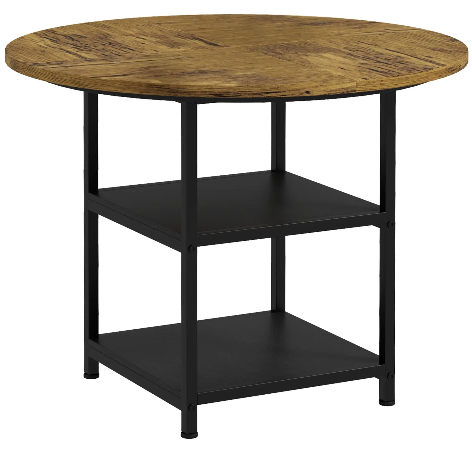 Round Kitchen Table, 39.4 Inch, Storage Shelves, Rustic Brown Bar Tables & Dining Tables at Gallery Canada