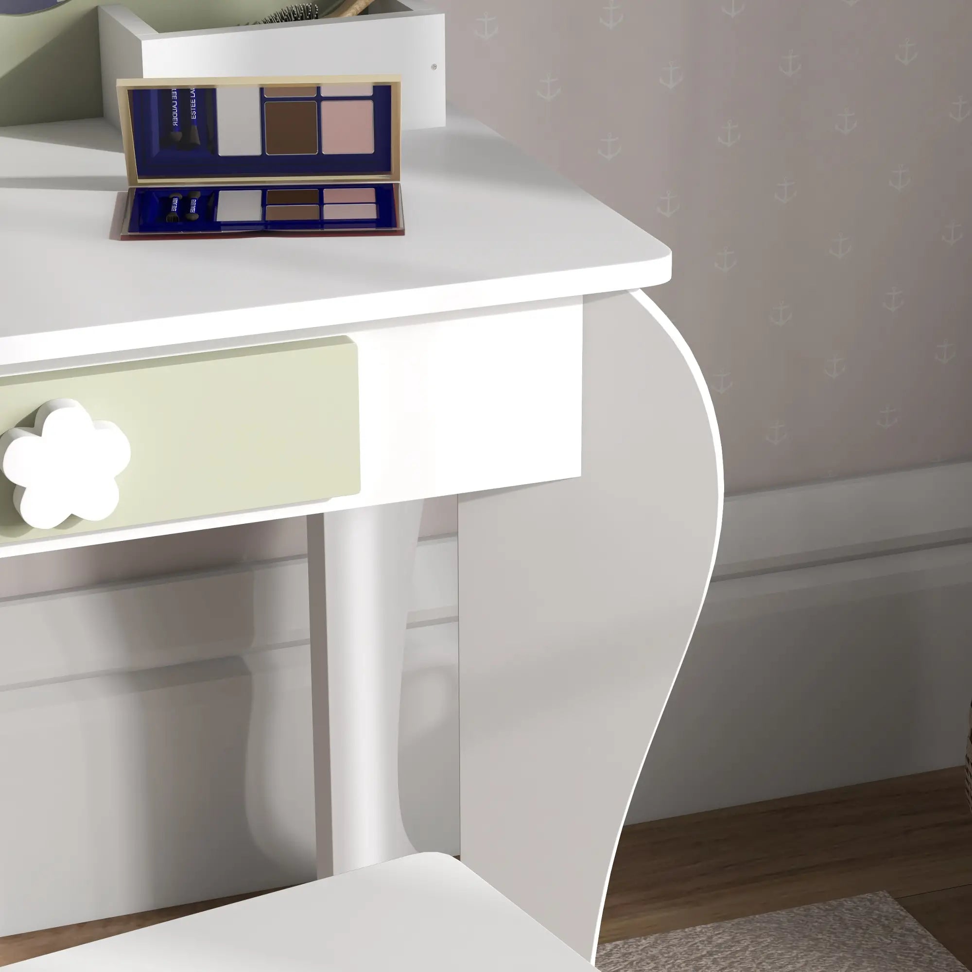 Kids Makeup Vanity Set with Stool, Mirror, Drawer, Storage Boxes, White Toy Vanity at Gallery Canada
