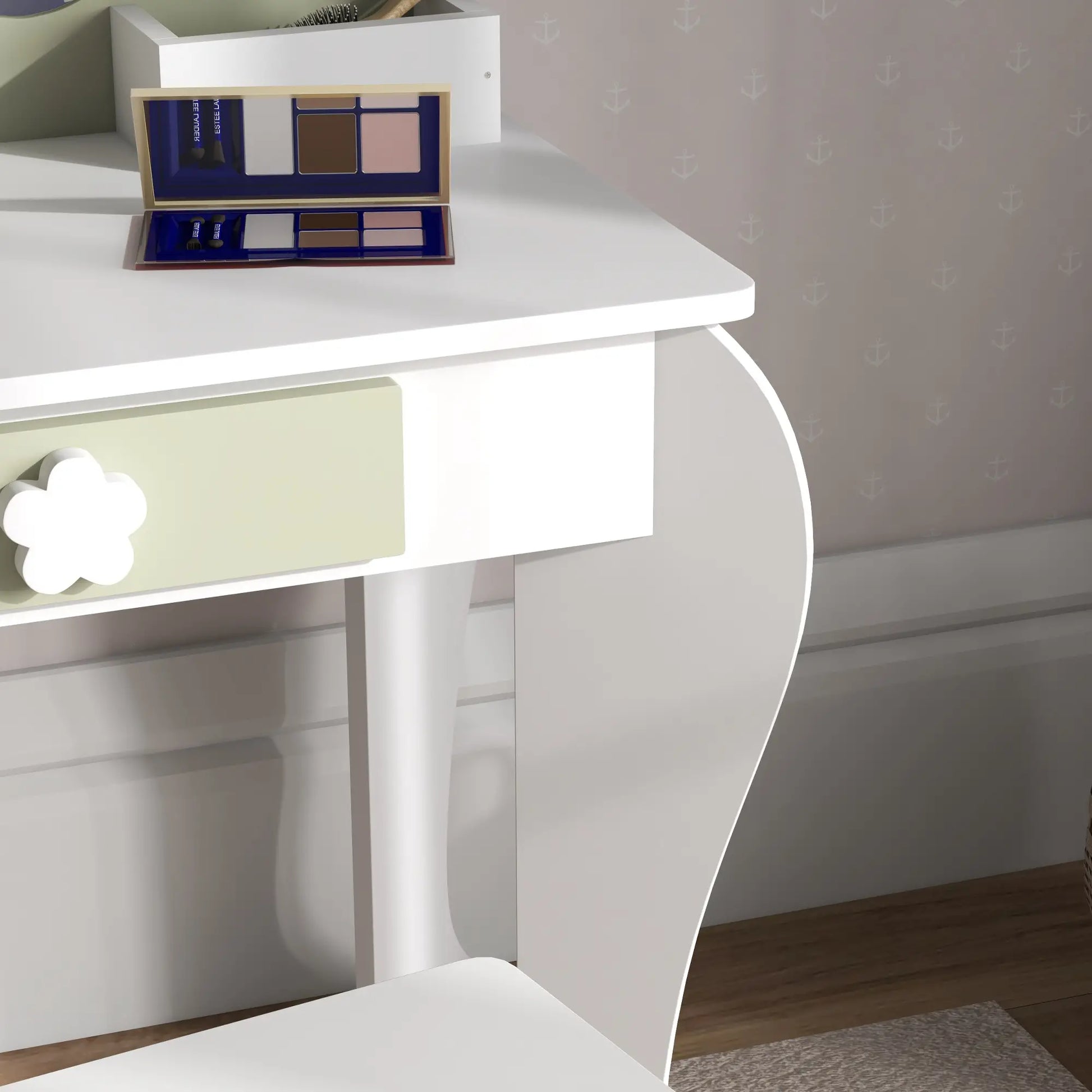 Kids Makeup Vanity Set with Stool, Mirror, Drawer, Storage Boxes, White Toy Vanity at Gallery Canada