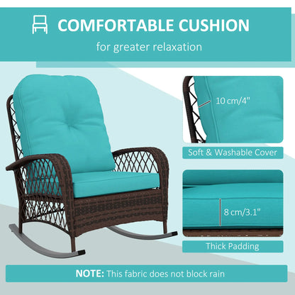 Outdoor Wicker Rattan Rocking Chair, Thick Cushions, Turquoise Outdoor Rocking Chairs at Gallery Canada