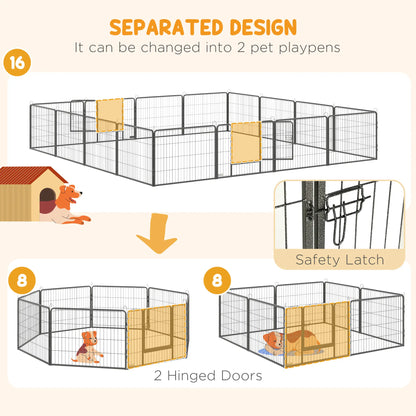 Heavy Duty Dog Playpen, 16 Panels, 2 Doors, 23.5" Height Houses, Kennels & Pens at Gallery Canada