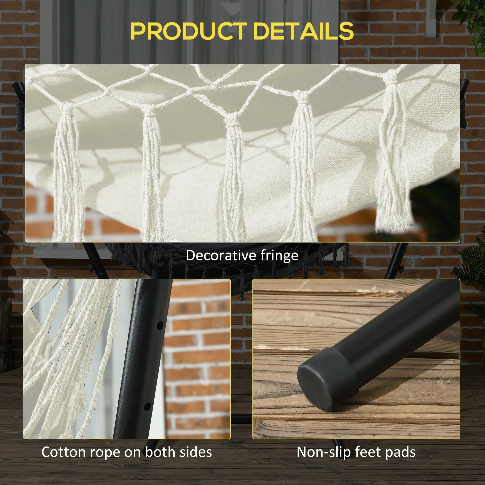Patio Hammock Chair With Stand, Outdoor Swing, Cream Patio Swings with Stand at Gallery Canada