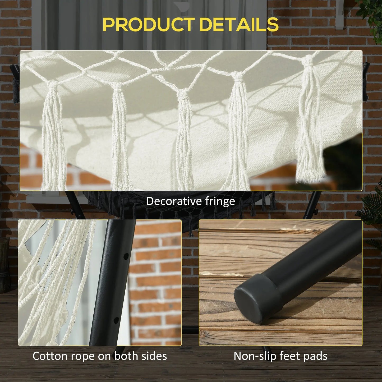 Patio Hammock Chair With Stand, Outdoor Swing, Cream Patio Swings with Stand at Gallery Canada