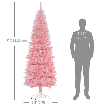 7ft Pencil Artificial Christmas Tree, 687 Branch Tips, Steel Base, Pink Pencil Christmas Trees at Gallery Canada