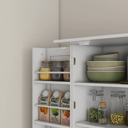 65" Kitchen Pantry Cabinet, 4 Doors, 16 Shelves, White Kitchen Pantry Cabinets at Gallery Canada
