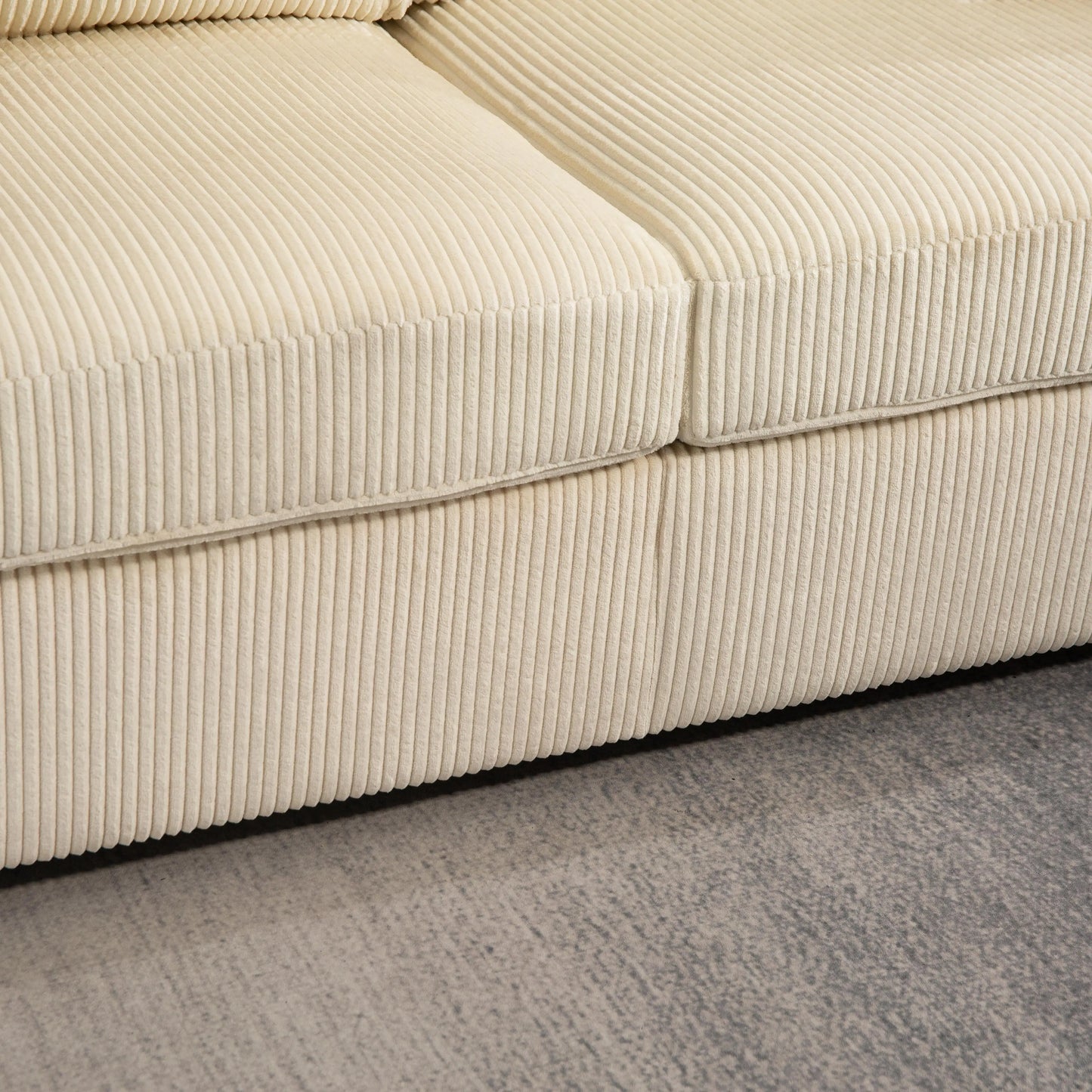 3 Seater Sofa, 83.5" Upholstered Couch, Pocket Spring, Cream White 3-Seater Sofas at Gallery Canada