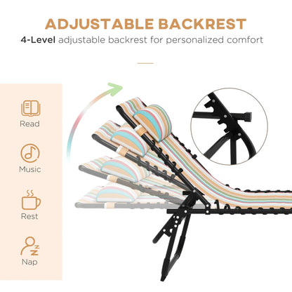 Folding Lounge Chair, Adjustable Chaise With Headrest, Multi-Colored Lounger Chairs at Gallery Canada