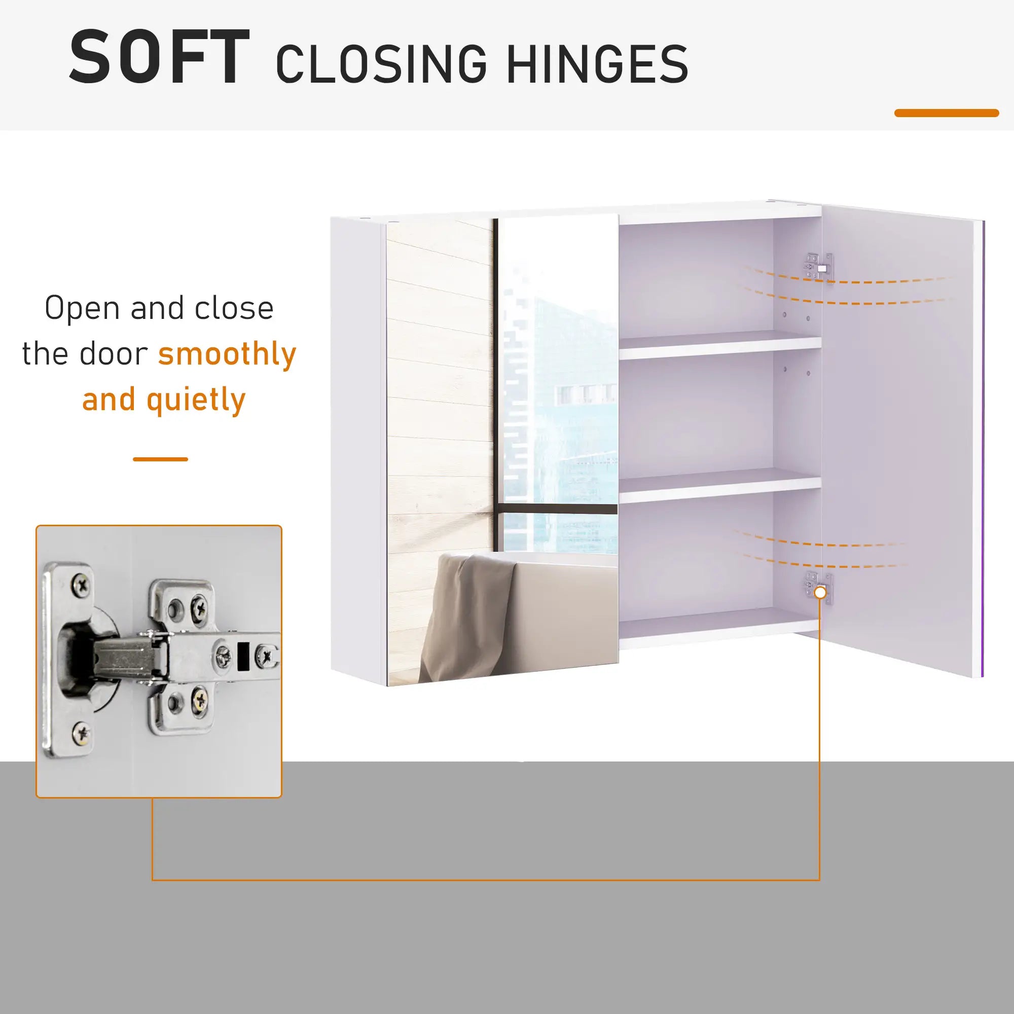 Wall Mount Mirrored Medicine Cabinet, Adjustable Shelf, Double Soft Closing Doors, Light Lilac Mirror Medicine Cabinets at Gallery Canada