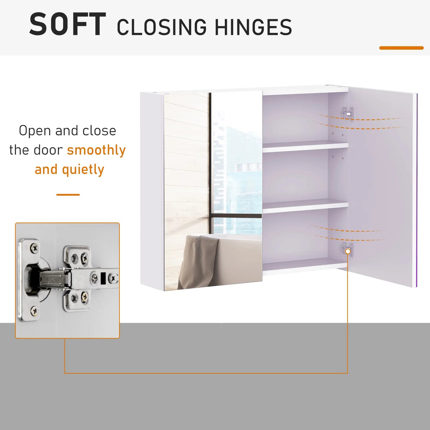 Wall Mount Mirrored Medicine Cabinet, Adjustable Shelf, Double Soft Closing Doors, Light Lilac Mirror Medicine Cabinets at Gallery Canada