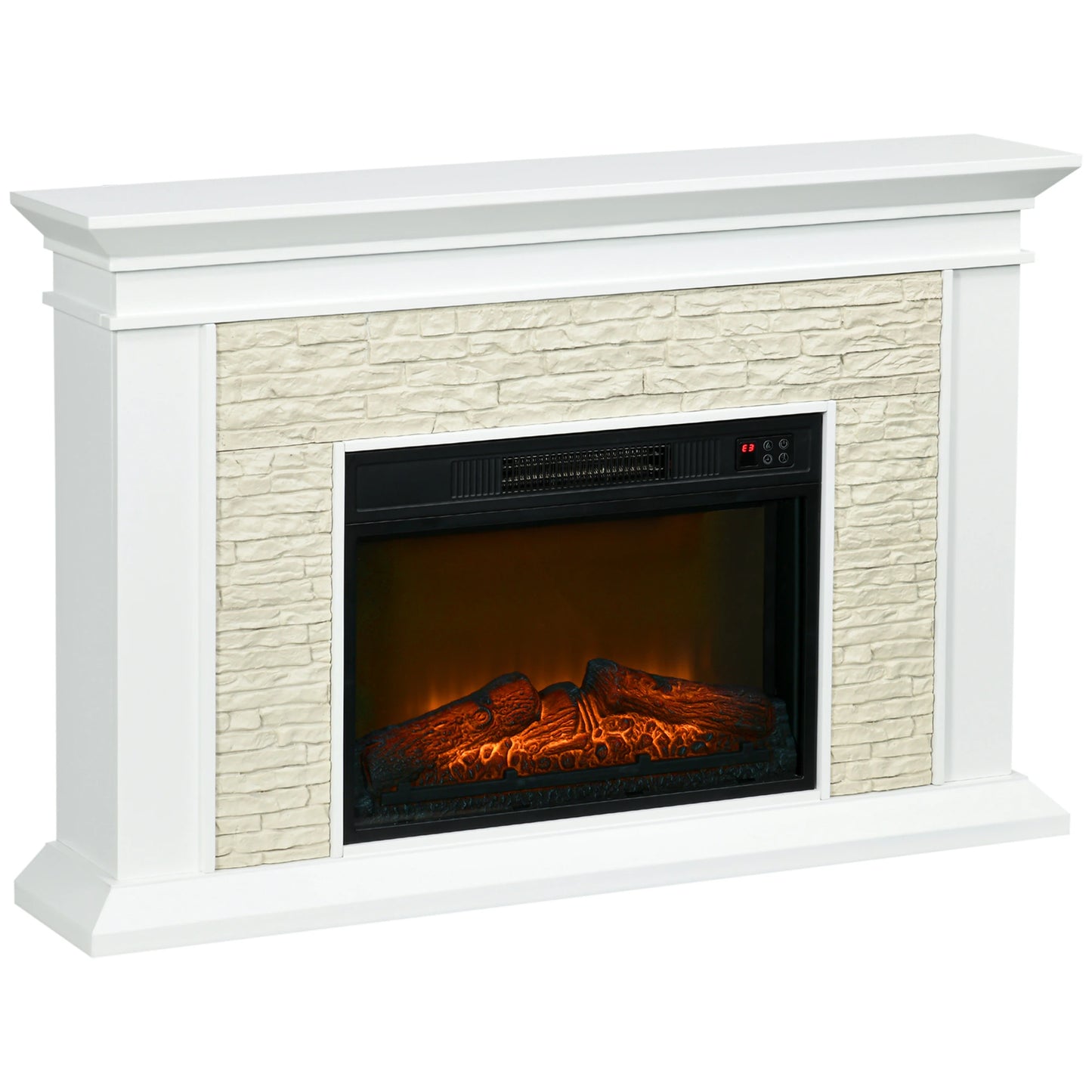 31.5" Electric Fireplace with Mantel, 1400W, Remote, White Electric Fireplaces White at Gallery Canada