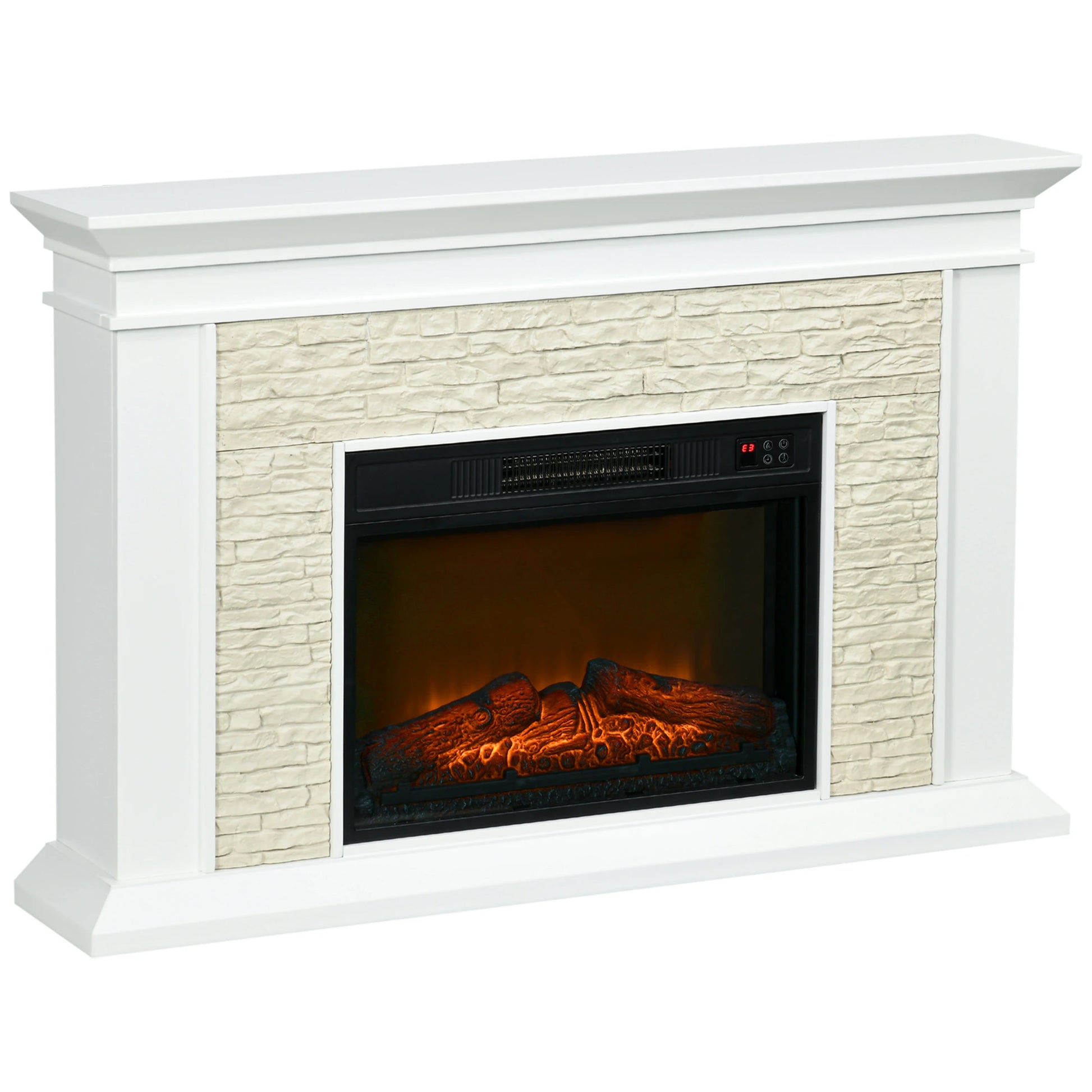 31.5" Electric Fireplace with Mantel, 1400W, Remote, White Electric Fireplaces White at Gallery Canada