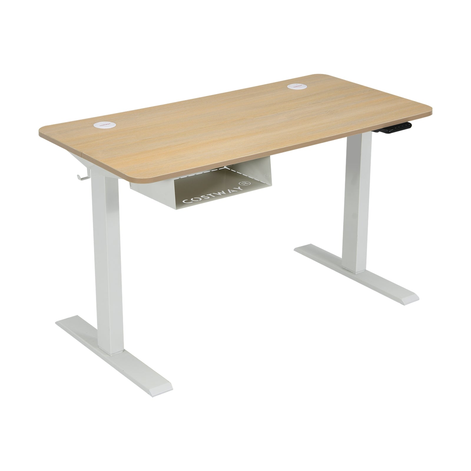 48 Inches Adjustable Electric Standing Desk, USB Port, Beige Standing Desks Beige at Gallery Canada