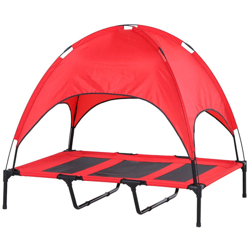 Elevated Pet Bed Dog Cot Portable Outdoor&;Indoor Cot Tent Canopy Shelter Instant Red