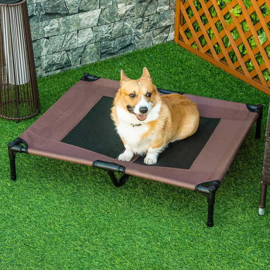 Elevated Pet Bed Portable Raised Cot with Non-Slip Feet for Outdoor &; Indoor Use, Coffee - Gallery Canada