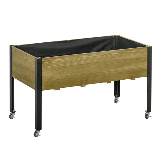 Elevated Planter Box with Legs and Lockable Wheels, Mobile Raised Garden Bed with Metal Legs and Non-woven Fabric, for Vegetable Flower Herb at Gallery Canada
