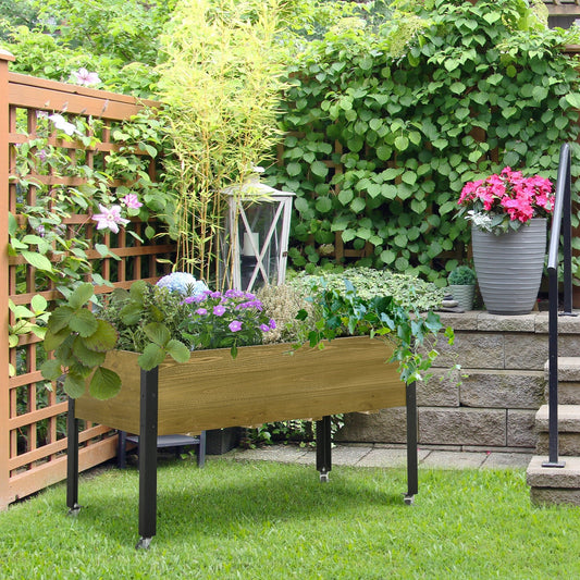 Elevated Planter Box with Legs and Lockable Wheels, Mobile Raised Garden Bed with Metal Legs and Non-woven Fabric, for Vegetable Flower Herb - Gallery Canada