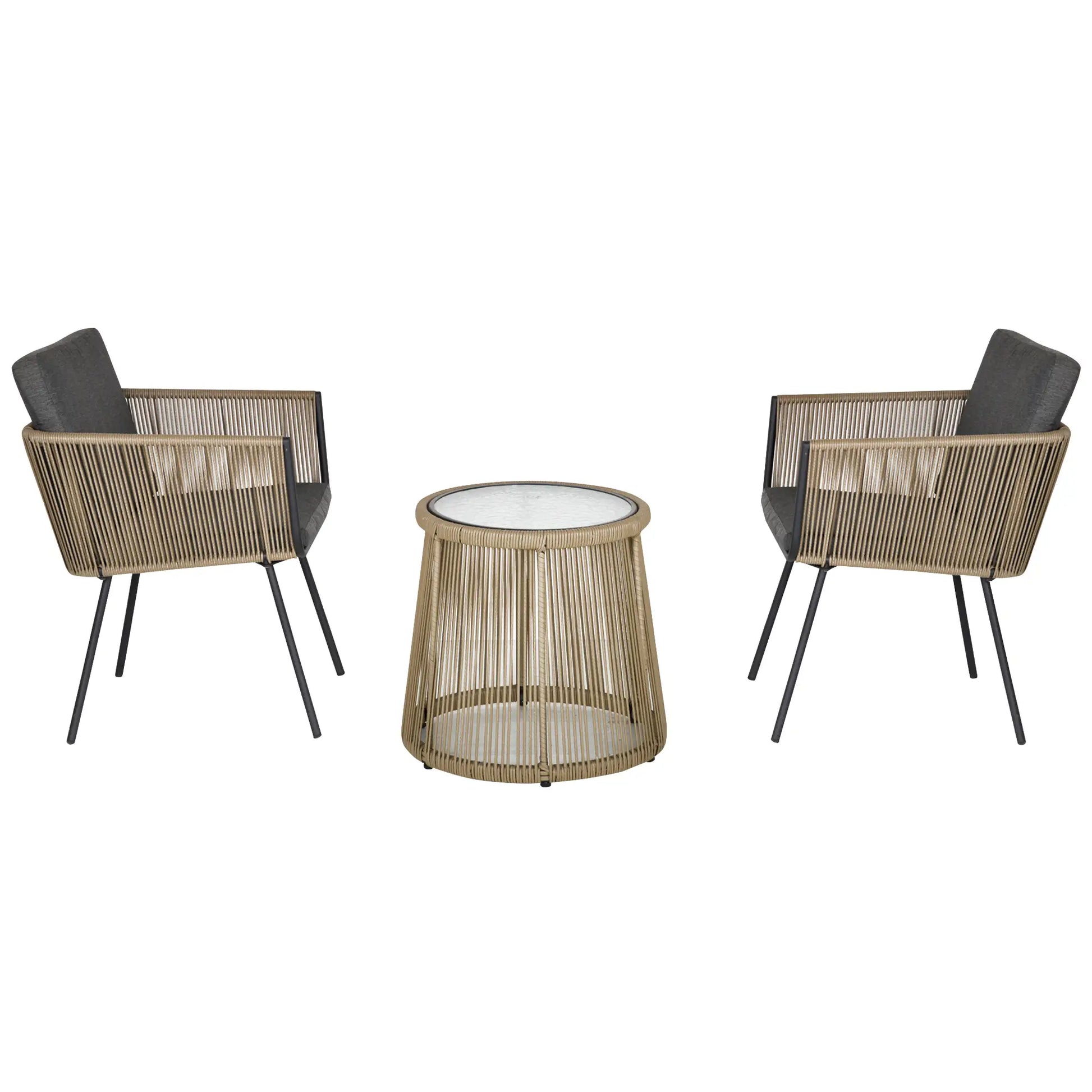 3-Piece Wicker Patio Set, Rattan Bistro with Coffee Table, Grey Bistro Sets at Gallery Canada