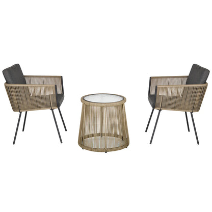3-Piece Wicker Patio Set, Rattan Bistro with Coffee Table, Grey Bistro Sets at Gallery Canada
