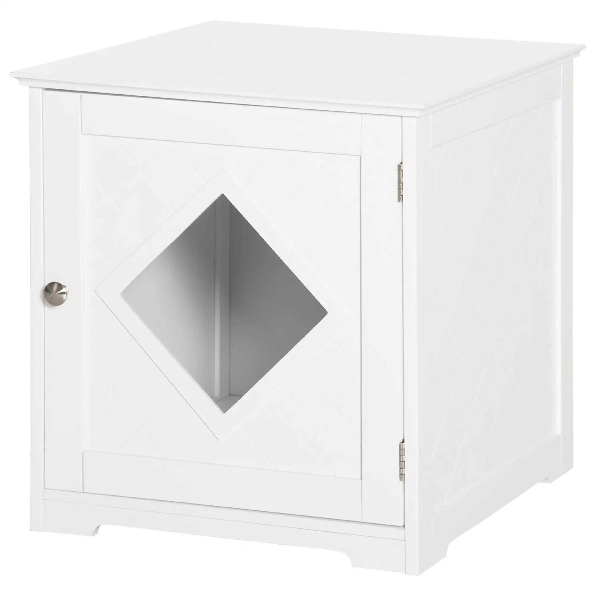 Cat Litter Box Enclosure End Table, Indoor Washroom with Magnetic Door, White Cat Litter Box Enclosures at Gallery Canada