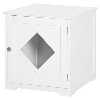 Cat Litter Box Enclosure End Table, Indoor Washroom with Magnetic Door, White Cat Litter Box Enclosures at Gallery Canada