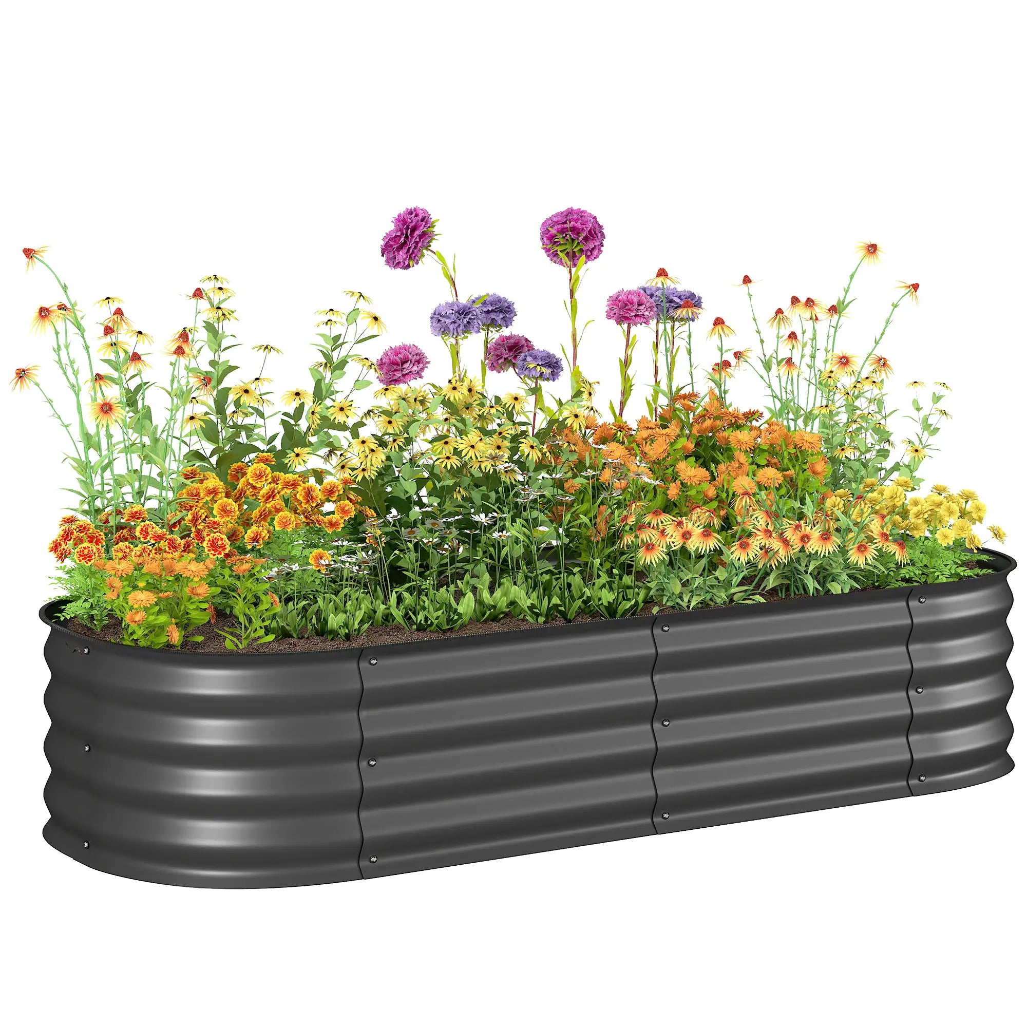 4.9 x 2 x 1ft Galvanized Raised Garden Bed, Metal Planter Box, Dark Grey Raised Garden Beds at Gallery Canada