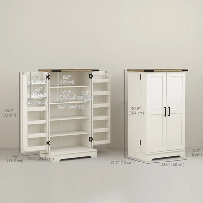 Farmhouse Kitchen Pantry Cabinet, Adjustable Shelves, White Cream Kitchen Pantry Cabinets at Gallery Canada
