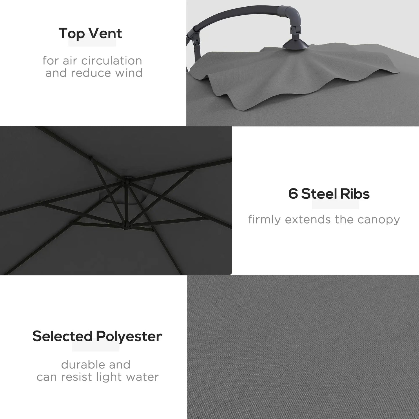 3m Patio Offset Umbrella, With Cross Base, Dark Grey Offset Cantilever Umbrellas at Gallery Canada