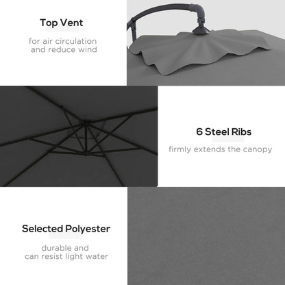3m Patio Offset Umbrella, With Cross Base, Dark Grey Offset Cantilever Umbrellas at Gallery Canada