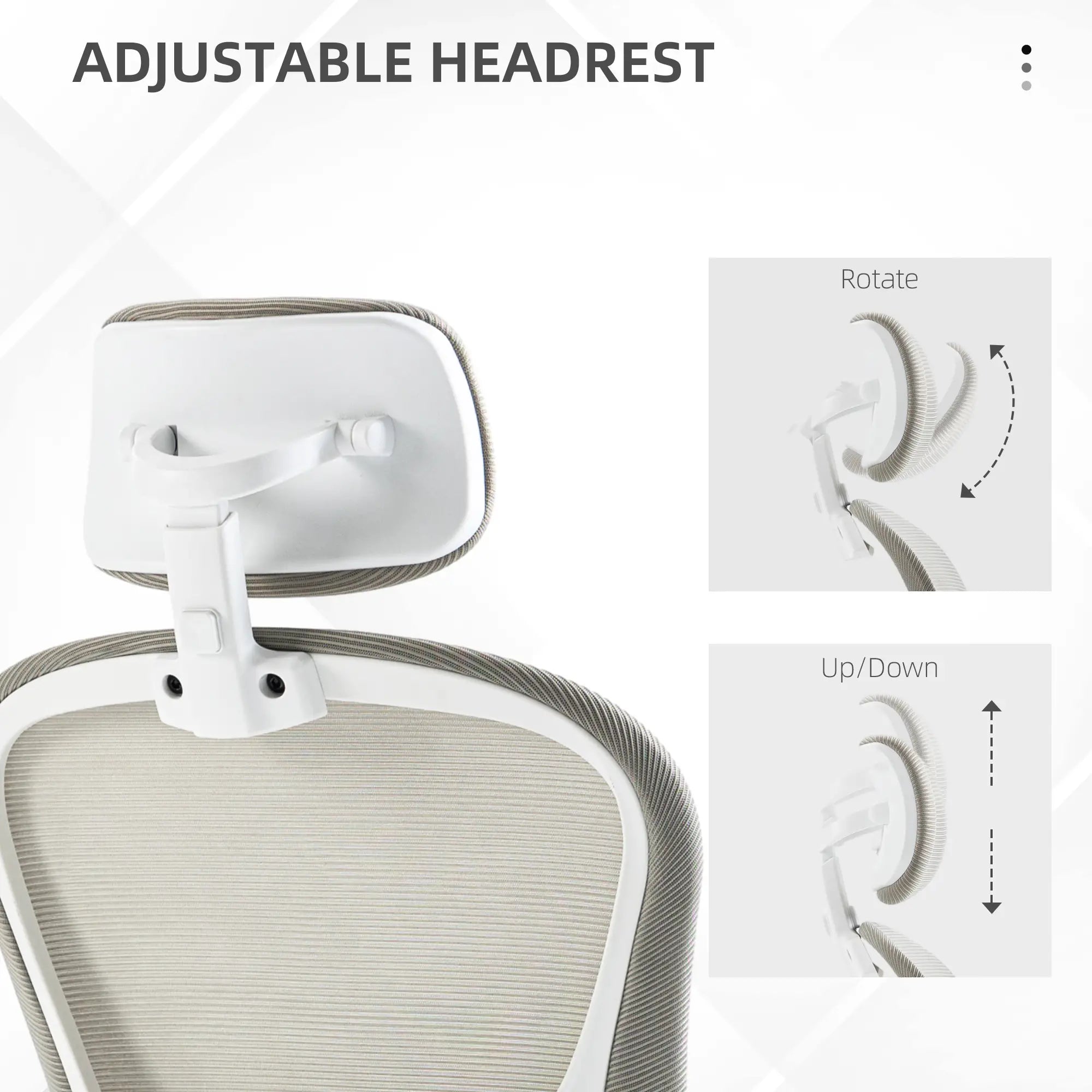 Mesh Office Chair, Adjustable Headrest, 4D Lumbar Support, Flip-Up Arm, Grey Task Chairs at Gallery Canada
