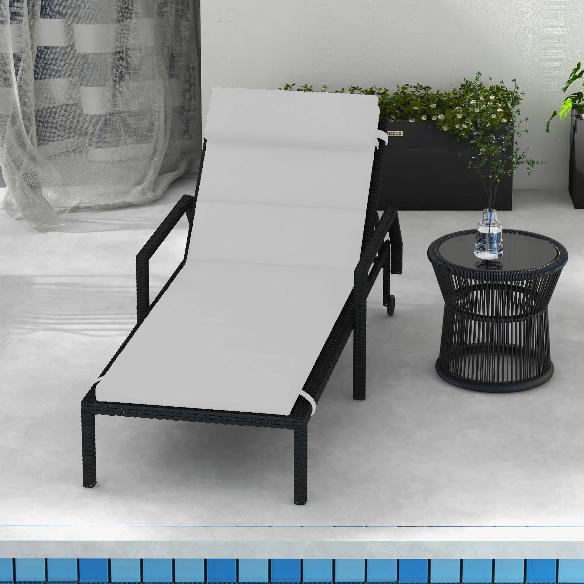 Patio Chaise Lounge Chair Cushion, with Headrest and Ties, Light Grey Patio Chair Cushions at Gallery Canada