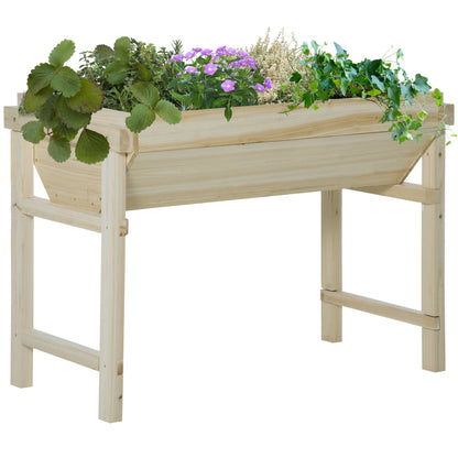 43" x 24" Raised Garden Bed, Wooden Elevated Planter Box with Non-Woven Fabric for Vegetable, Flower, Herb in Patio, Backyard and Balcony, Natural - Gallery Canada