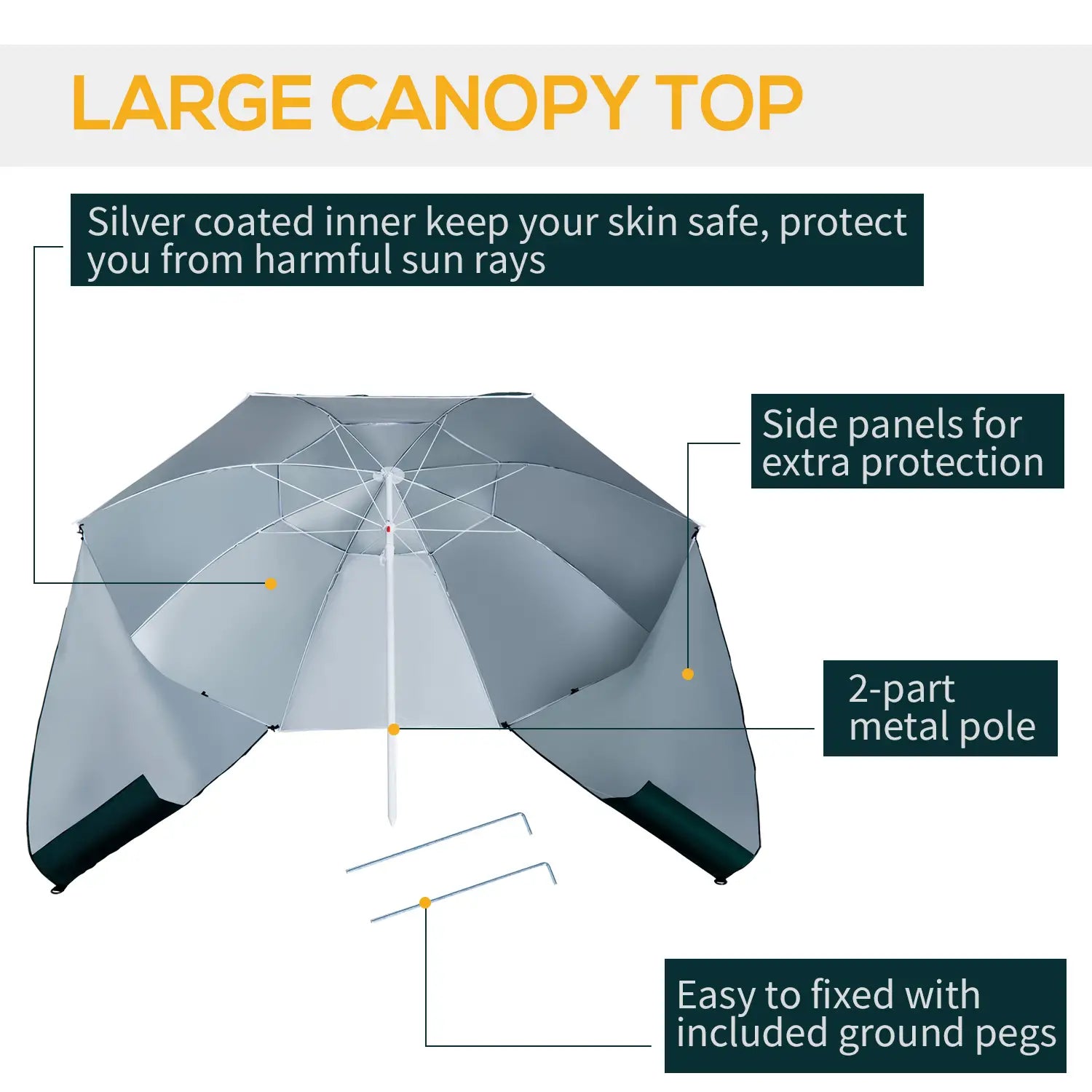 7.5FT 2-in-1 Umbrella Shelter, UPF50+ UV Protection, Dark Green Beach Umbrellas at Gallery Canada