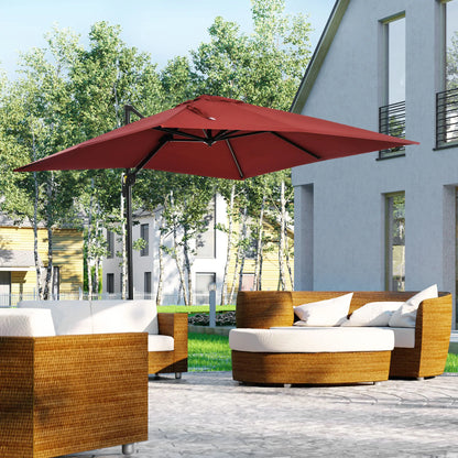8' x 8' Square Patio Umbrella, 360° Rotation, Aluminum Cantilever, Wine Red Cantilever Umbrellas at Gallery Canada