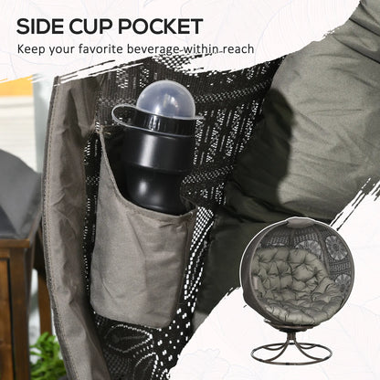 Patio Egg Chair, Swivel Base, Foldable, Large Seat Cushion, Cup Holder, Indoor Outdoor Patio Chairs at Gallery Canada