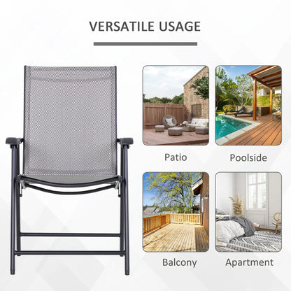 4-Piece Folding Chair Set, Outdoor Furniture with Armrests, Grey Patio Chairs at Gallery Canada