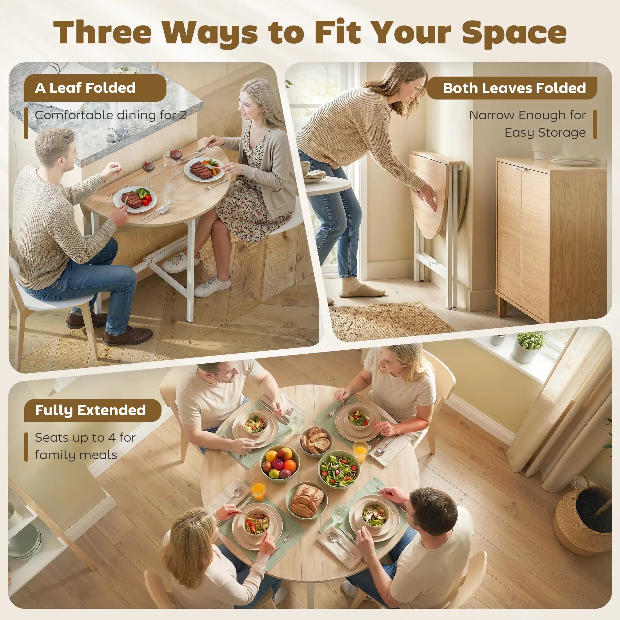 Folding Dining Table For 2-4 People, 31.5