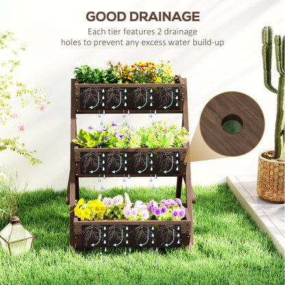 3 Tier Elevated Planter Box, Wooden Raised Garden Bed, 26" x 30" x 30", Carbonized Elevated Garden Beds at Gallery Canada