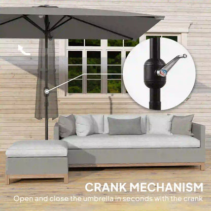 6.5x9.6ft Rectangle Aluminum Patio Umbrella, Outdoor Sunshade, Light Grey Sun Umbrellas at Gallery Canada