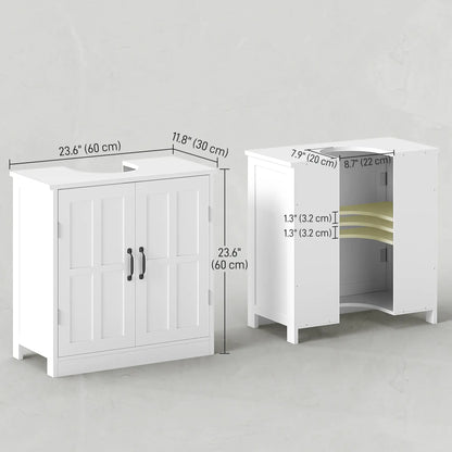 Pedestal Under Sink Cabinet, Bathroom Vanity Storage, Double Doors, Adjustable Shelf, White Bathroom Cabinets at Gallery Canada