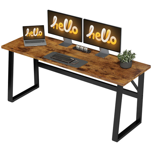 71 Inch Computer Desk, Home Office Study Table, Brown Writing Desks Black, Rustic Brown at Gallery Canada