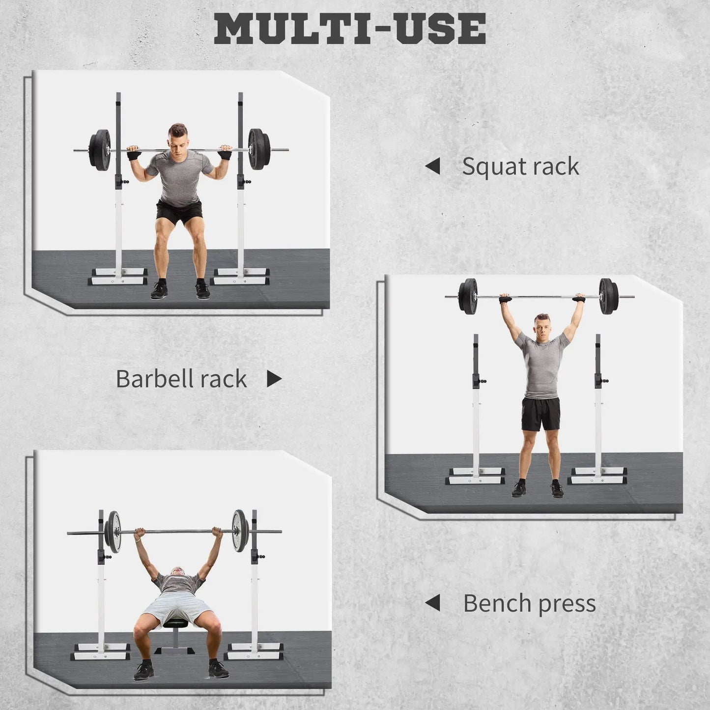 Adjustable Barbell Rack, Squat Stand, 2 Bars Holder, Black, White Power Towers at Gallery Canada